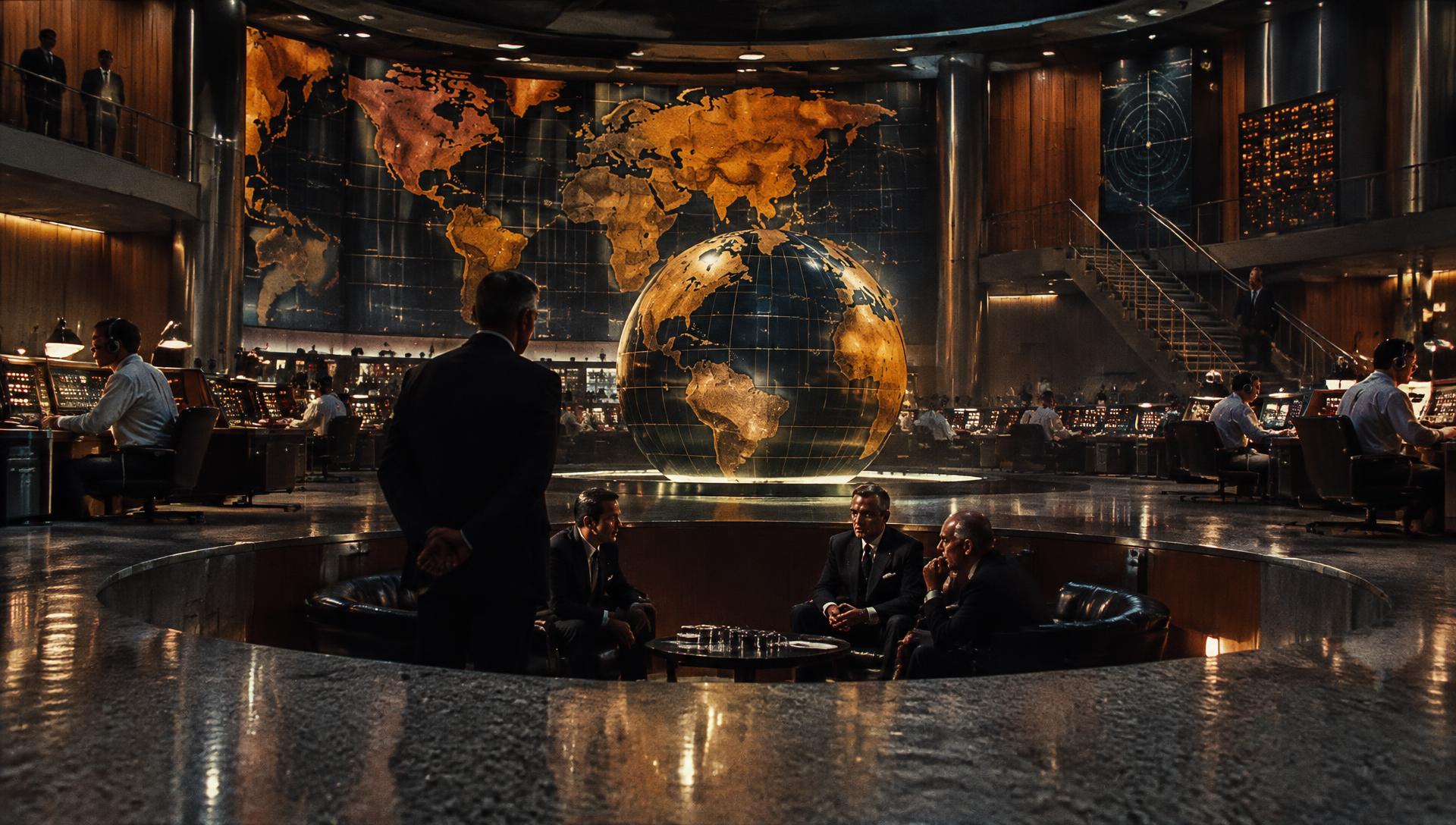 The Planet Control command centre with an illuminated world map